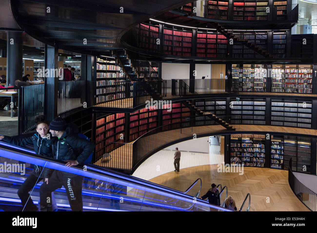 The interior architecture of The Library of Birmingham, England, UK Stock Photo