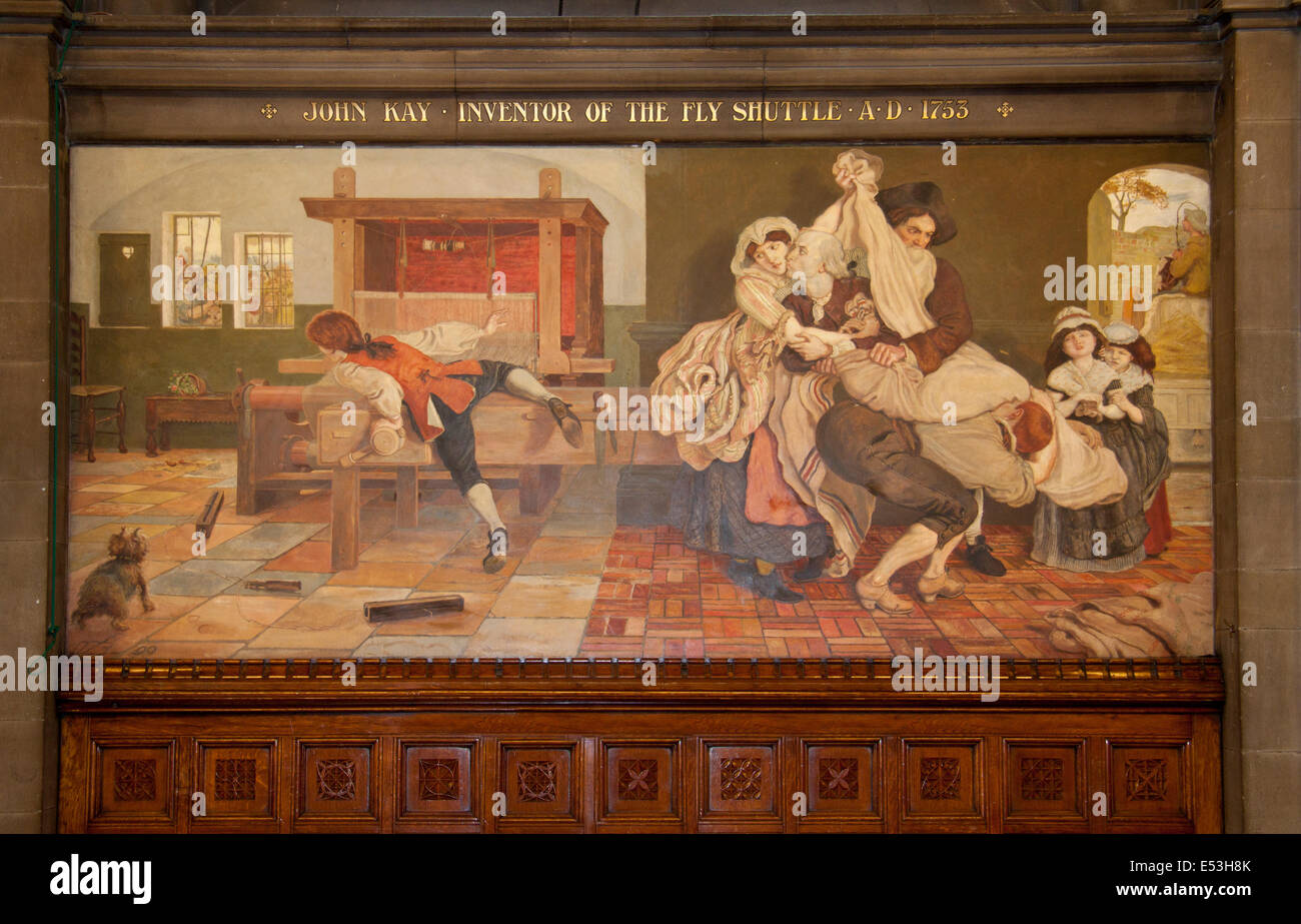 Manchester Town Hall Interior Showing The Mural Of John Kay