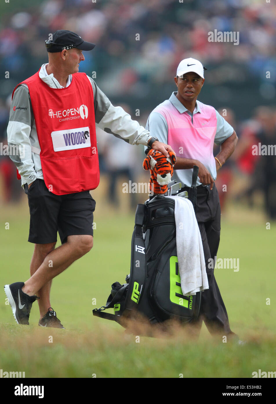 TIGER WOODS & CADDY BRITISH OPEN GOLF CHAMPIONSHIP ROYAL LIVERPOOL GOLF