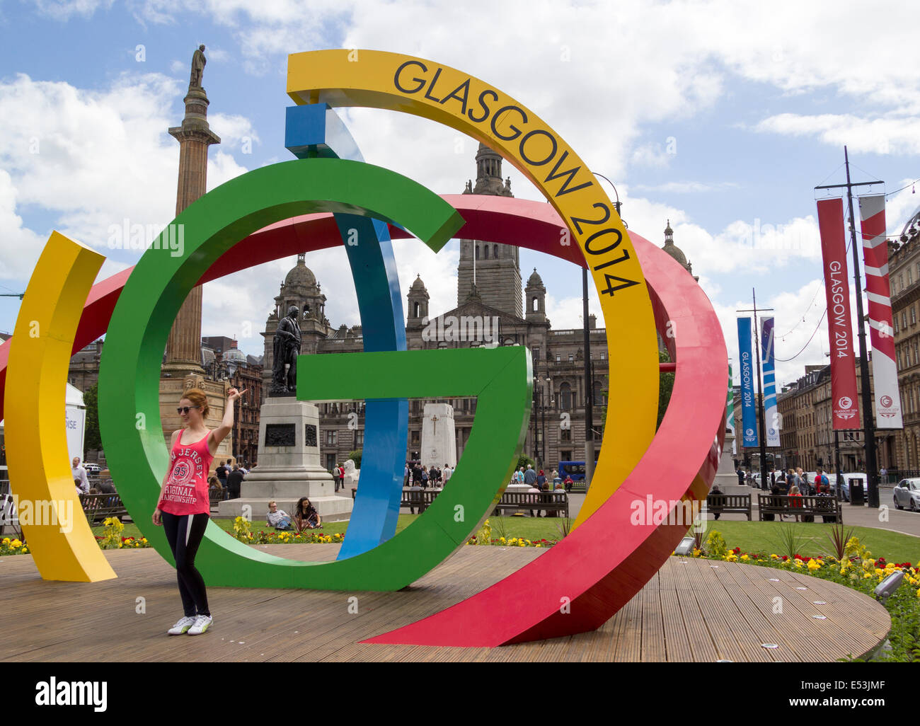 2014 Commonwealth games logo  George square Glasgow Scotland UK Stock Photo
