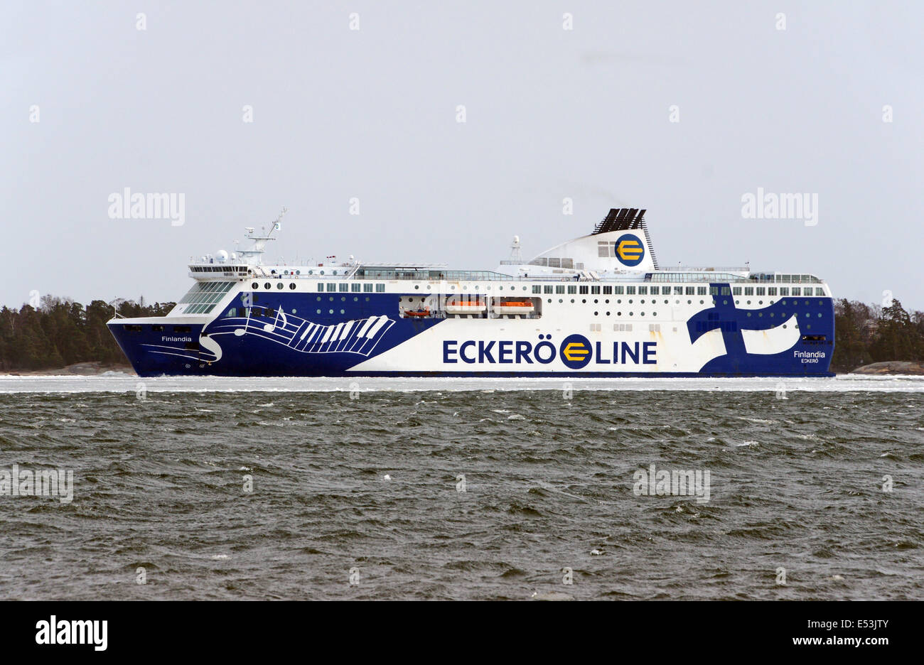 Car and passenger ferry Finlandia operated by Eckerö Line on the Helsinki Tallinn route at Helsinki in Finland Stock Photo