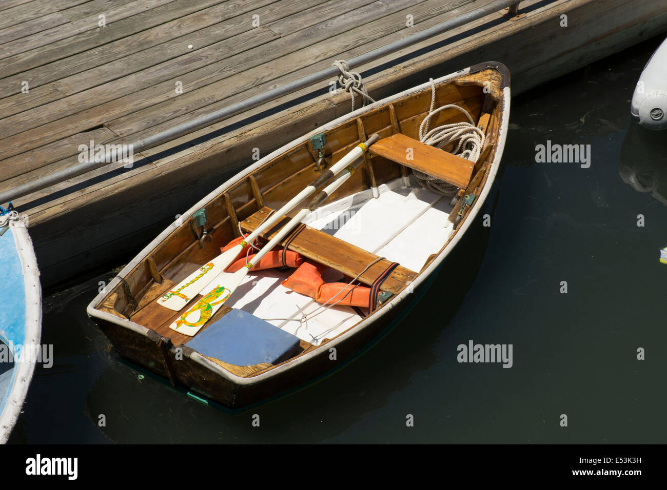 Maine, Bar Harbor. Wooden row boat Stock Photo Alamy