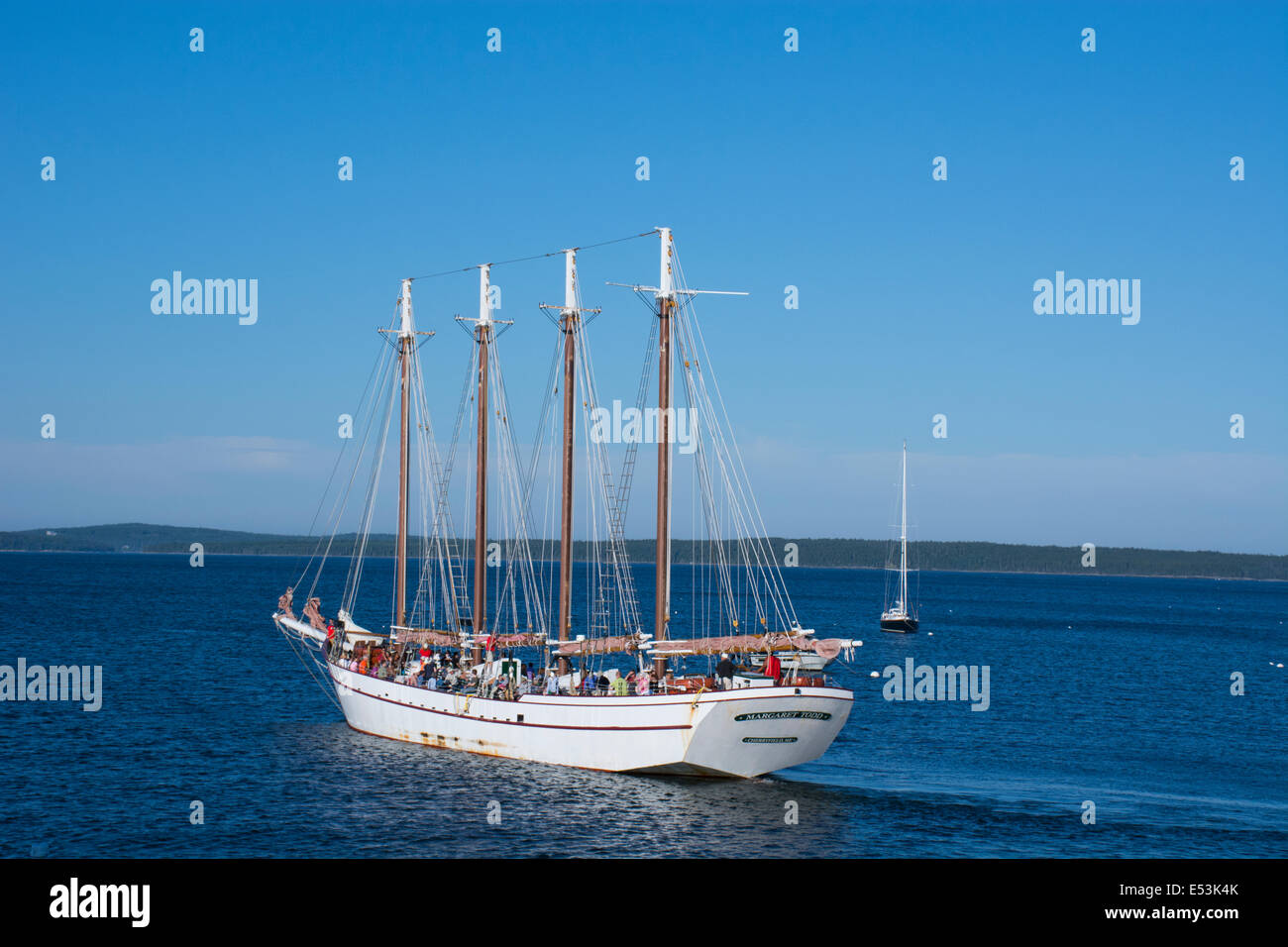 Maine, Bar Harbor.Tourist sightseeing  boat the Margaret Todd, 151-foot four-masted schooner. Stock Photo