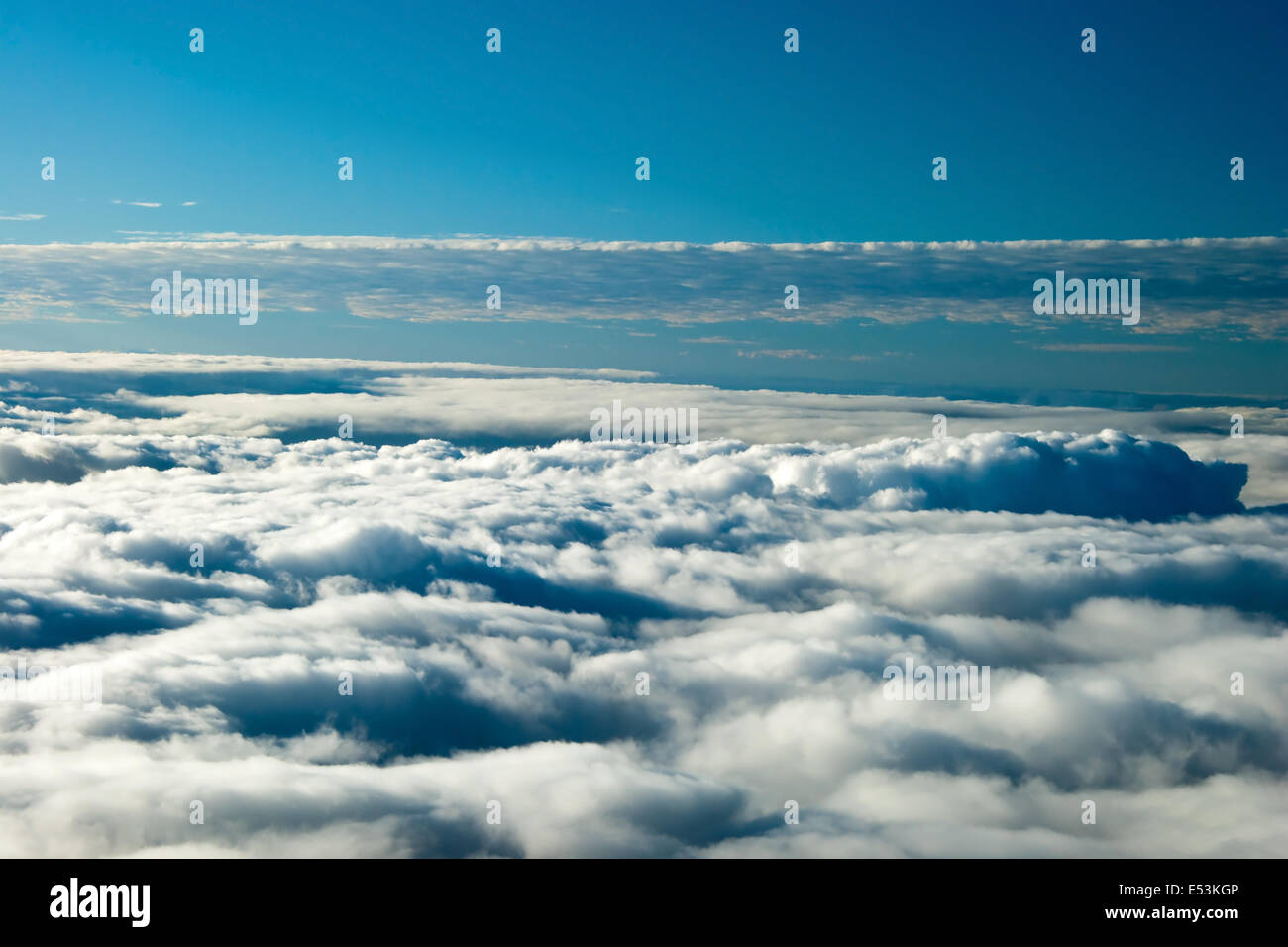 Aerial view of peaceful earth covered in clouds Stock Photo
