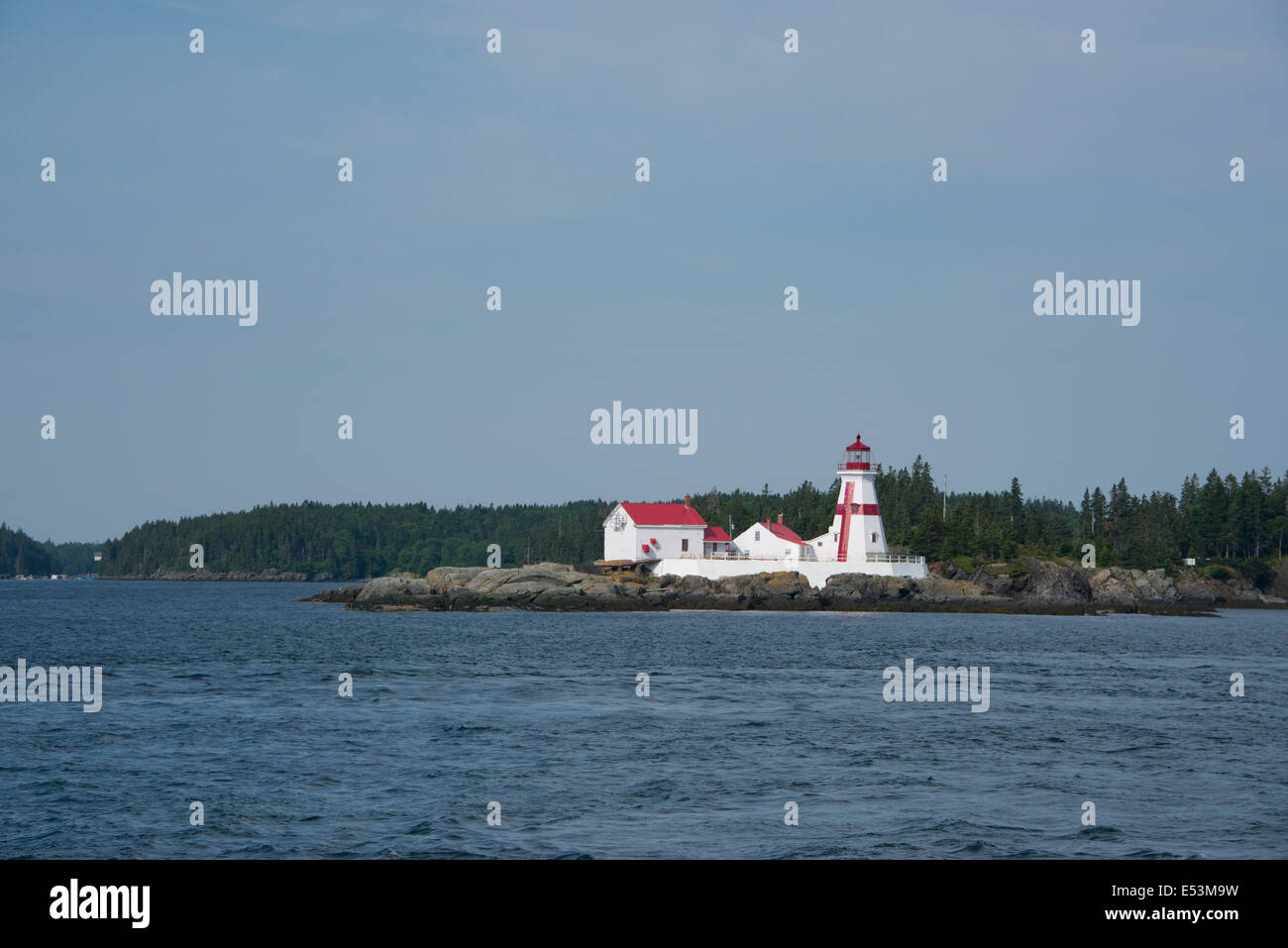 Canada, New Brunswick, Bay of Fundy, Campobello. Campobello Island, historic East Quoddy Lighthouse (aka Head Harbour Light). Stock Photo