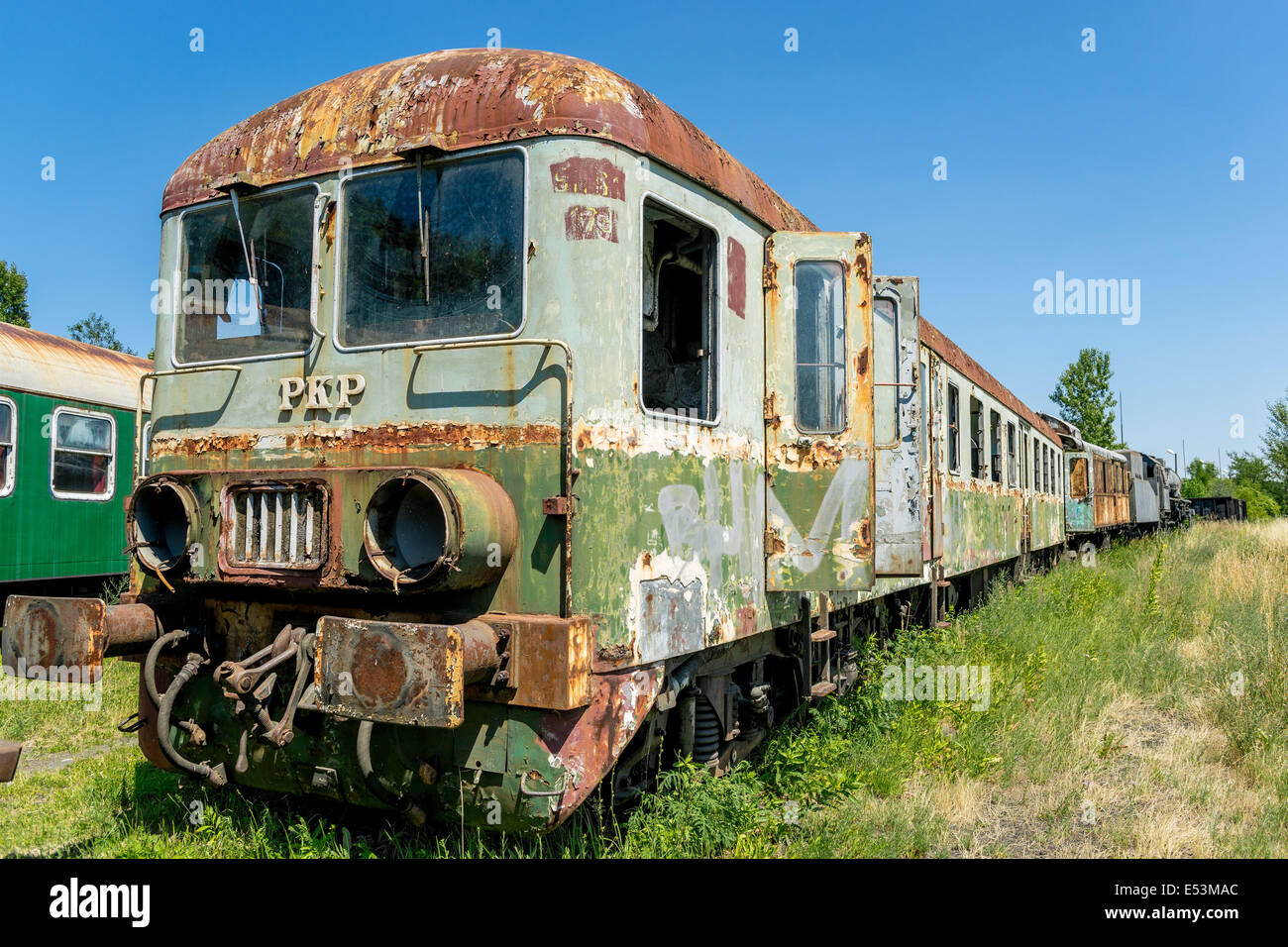 Abandoned old diesel locomotive Stock Photo