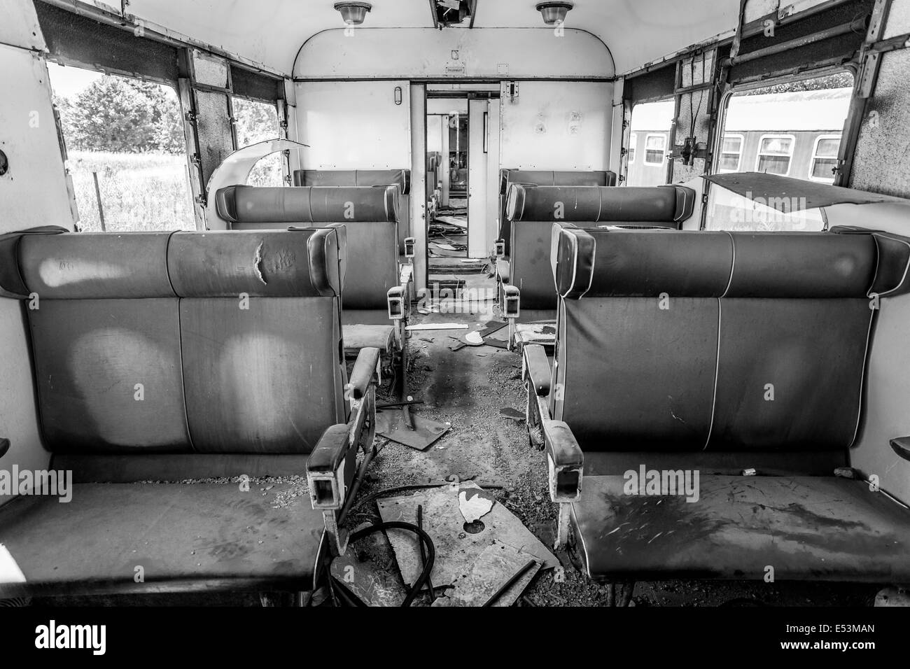 Abandoned demolished carriage Stock Photo
