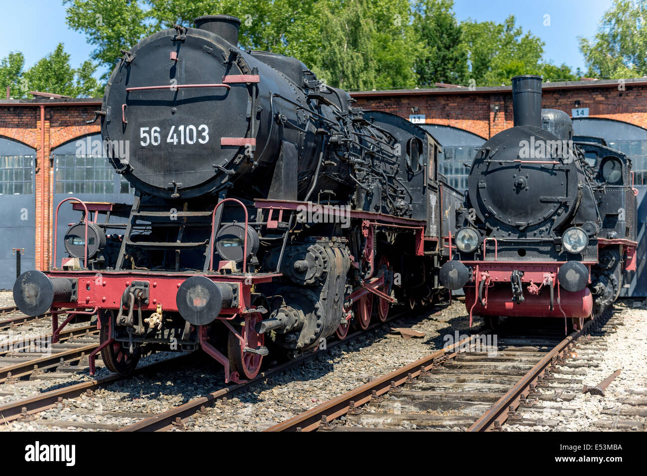 Old steam engine locomotives Stock Photo