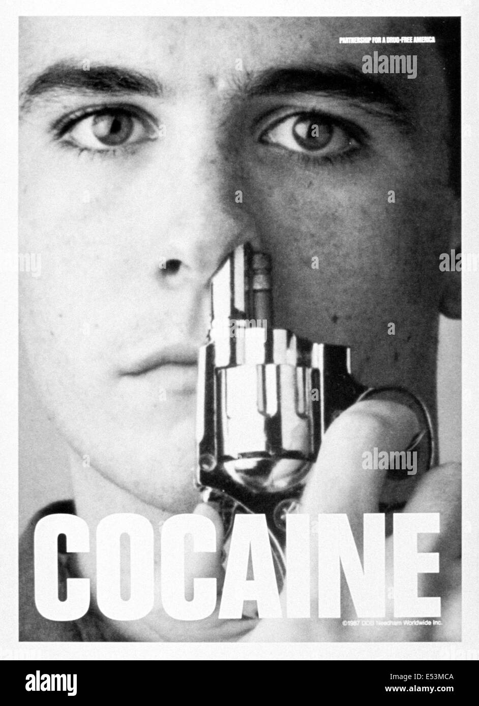 Cocaine gun" print advert launched by the Partnership for a Drug-Free  America in 1987. See description for more information Stock Photo - Alamy