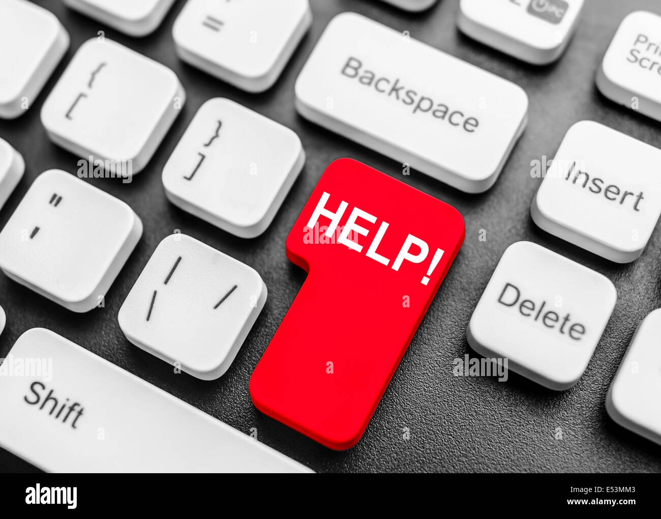 Help button on computer keyboard, colored in red Stock Photo - Alamy