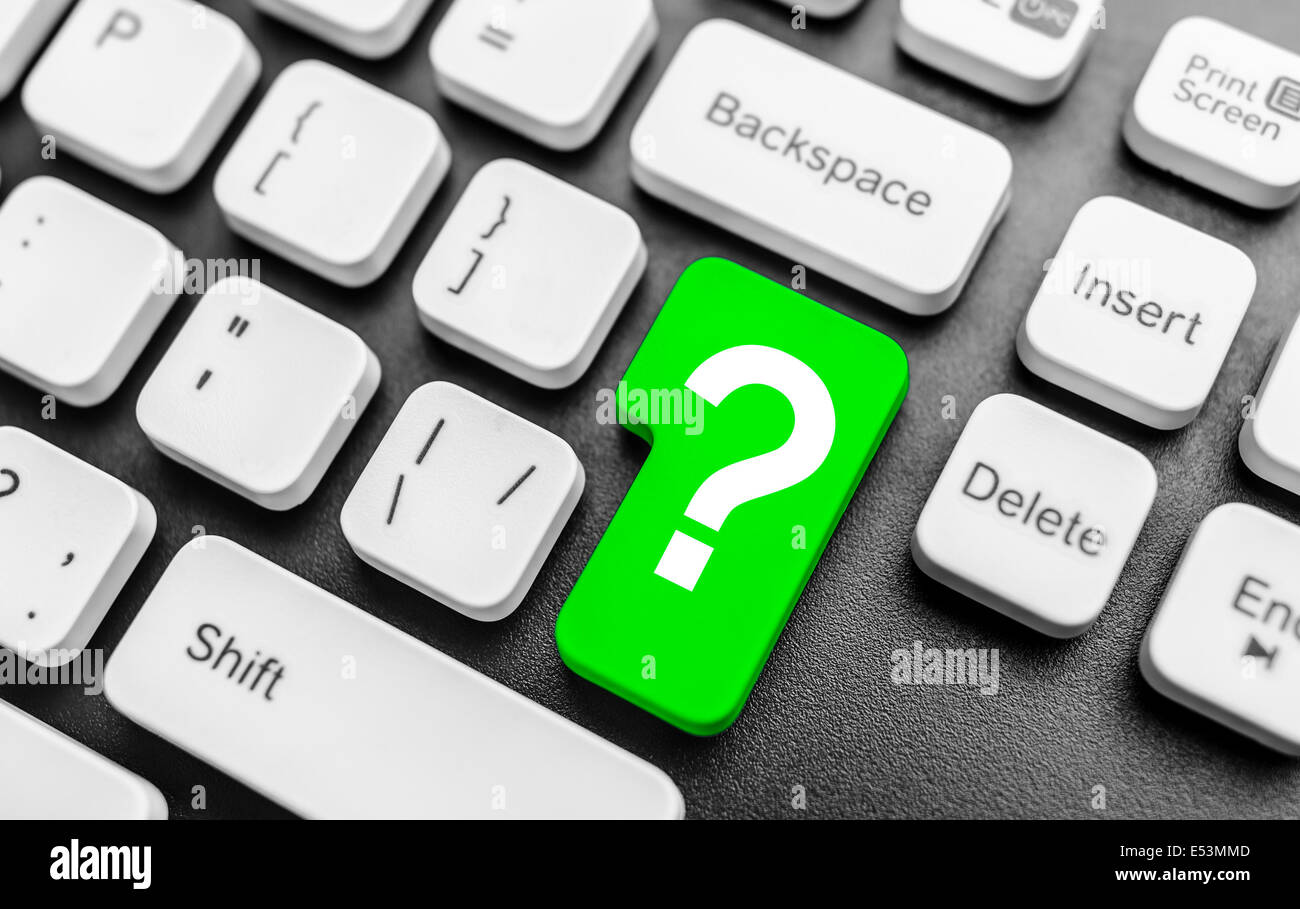 Computer keyboard with question mark key. Concept image Stock Photo Alamy