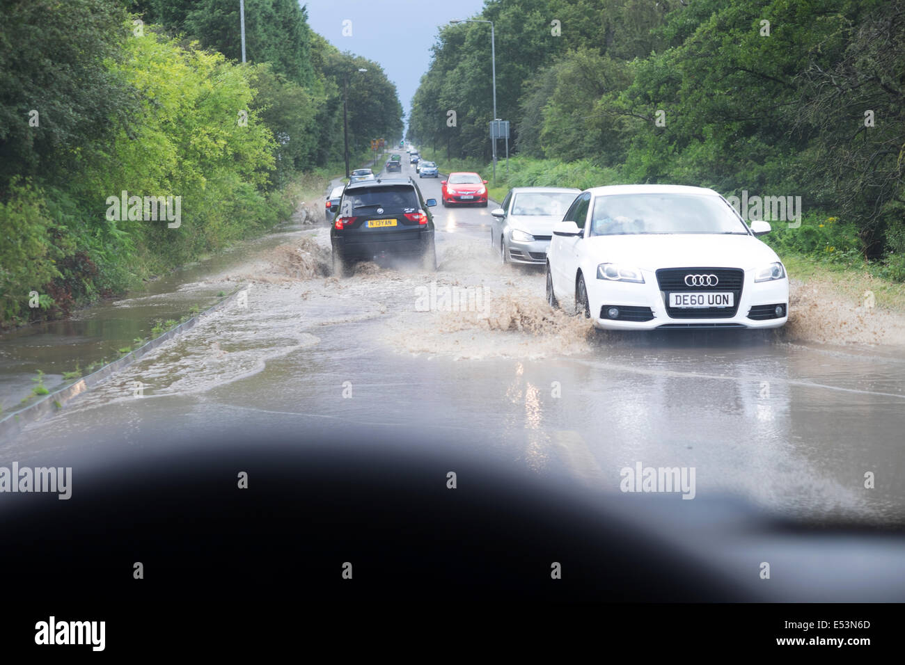 Hucknall, Nottinghamshire, UK. 19th July 2014 torrential rain, gales force winds and thunder storms over parts of the East Midlands. Credit:  Ian Francis/Alamy Live News Stock Photo