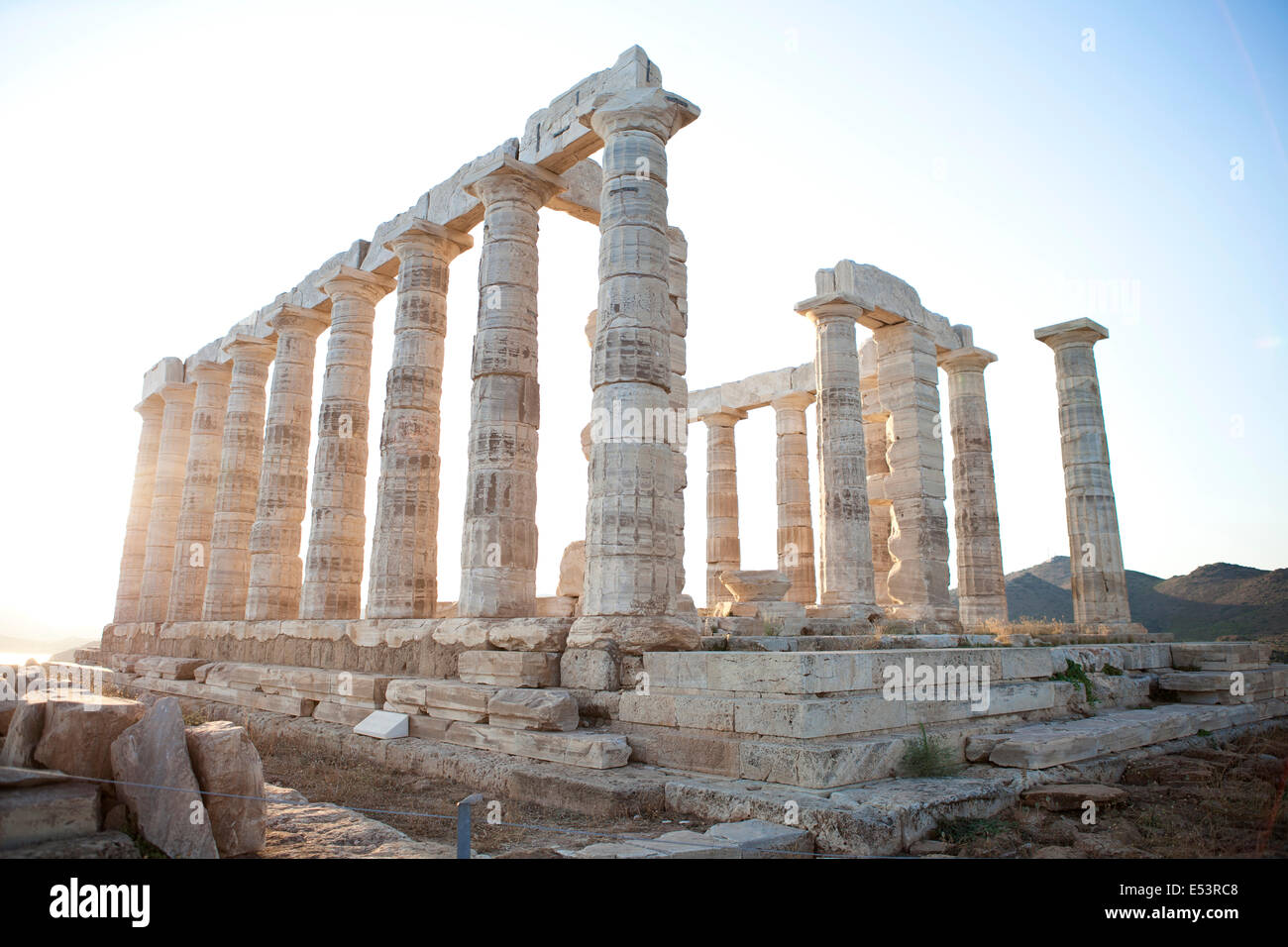Poseidon Temple at Sounio Athens Stock Photo