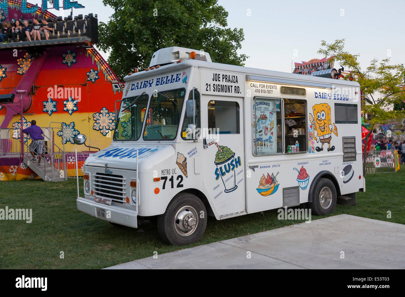 An Ice cream Truck at the 'Sound of Music Festival' at Spencer Smith Park in Burlington, Ontario, Canada. Stock Photo