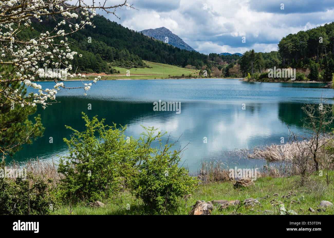 A blue lake under a cloudy sky - landscape Stock Photo - Alamy
