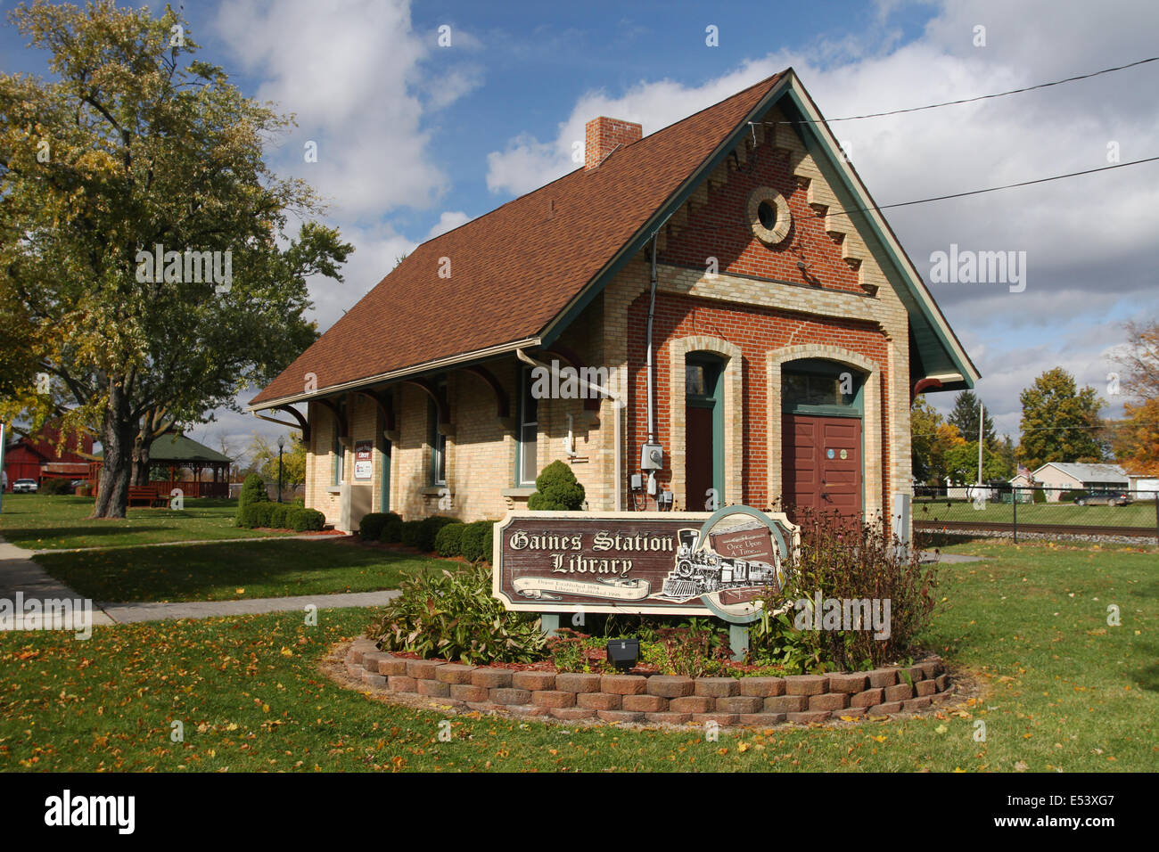Gaines Station Library. Restored Railroad Station. Gaines, Michigan
