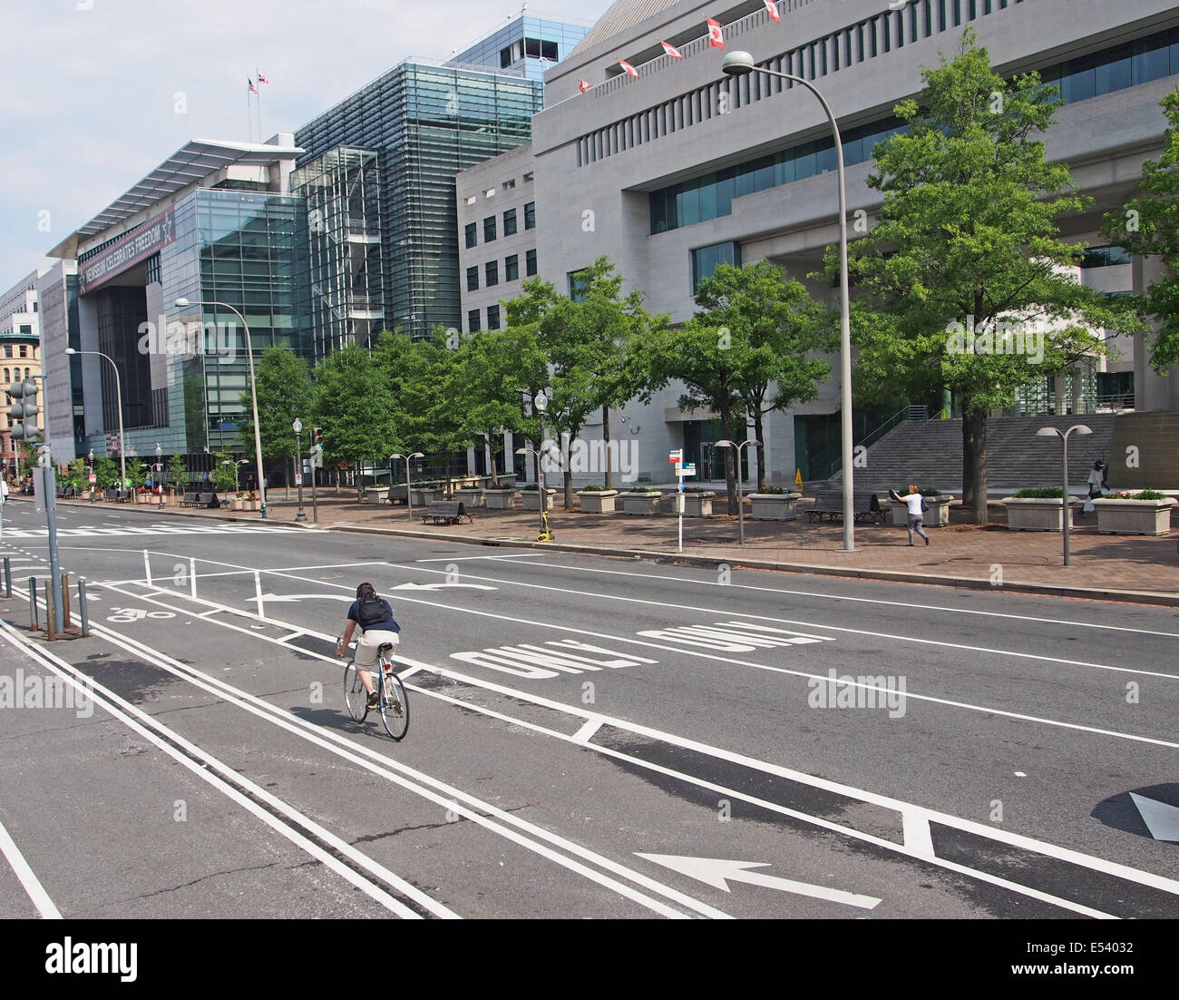 Washington separated bike lane in the middle of Pennsylvania Avenue Stock Photo