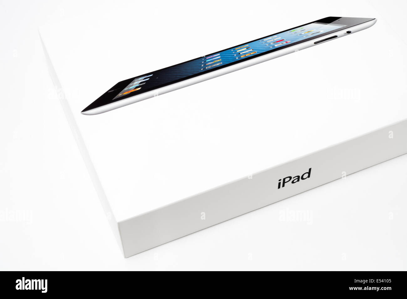 Manila,Philippines - July 17, 2014: Apple Ipad 4th generation retail box.The fourth generation iPad maintained the Retina Displa Stock Photo