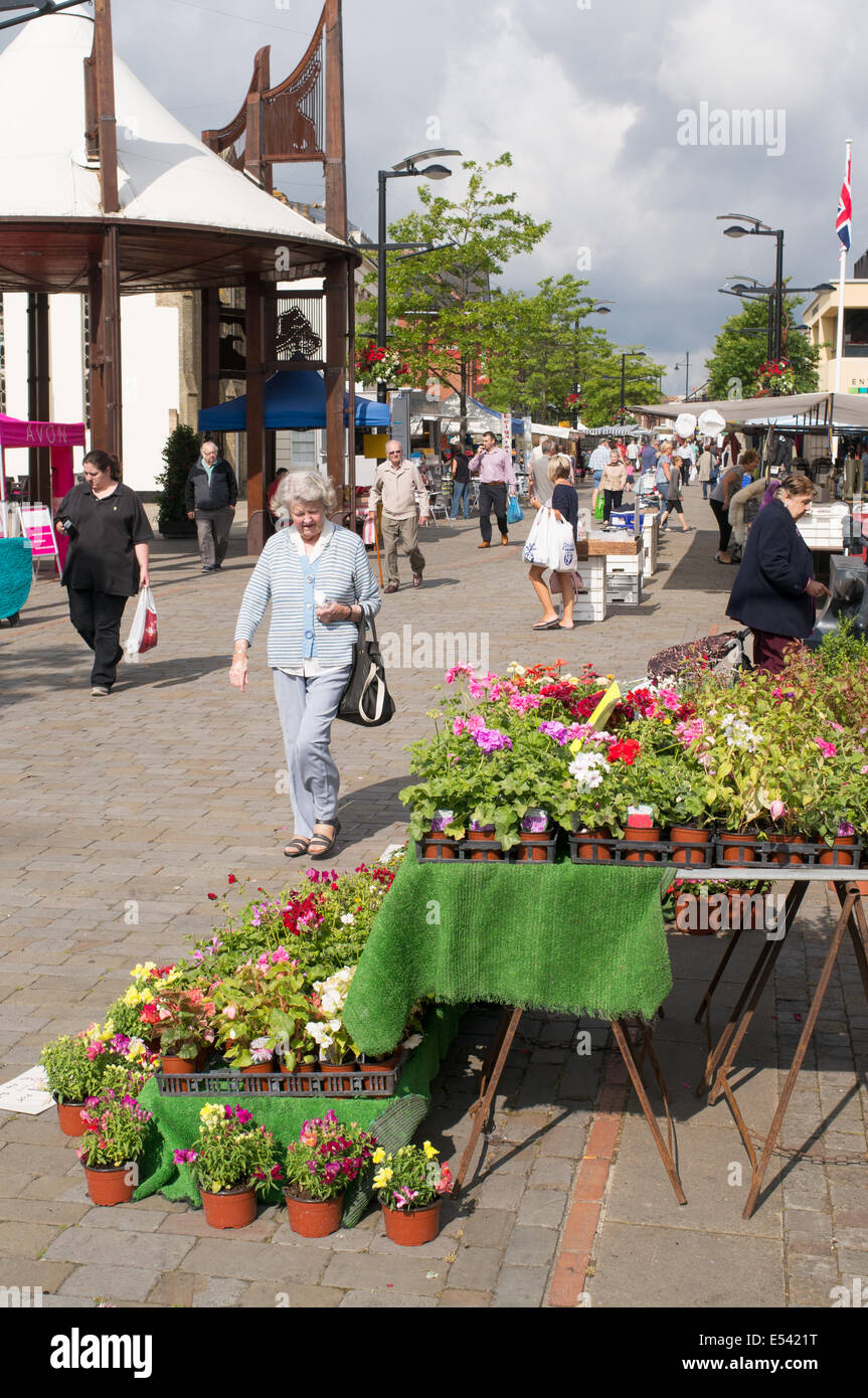 Fareham open air street market, Hampshire, England, UK Stock Photo