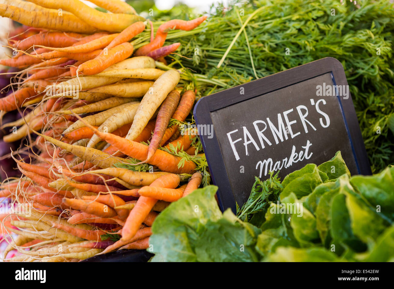 Fresh organic produce on sale at the local farmers market Stock Photo ...