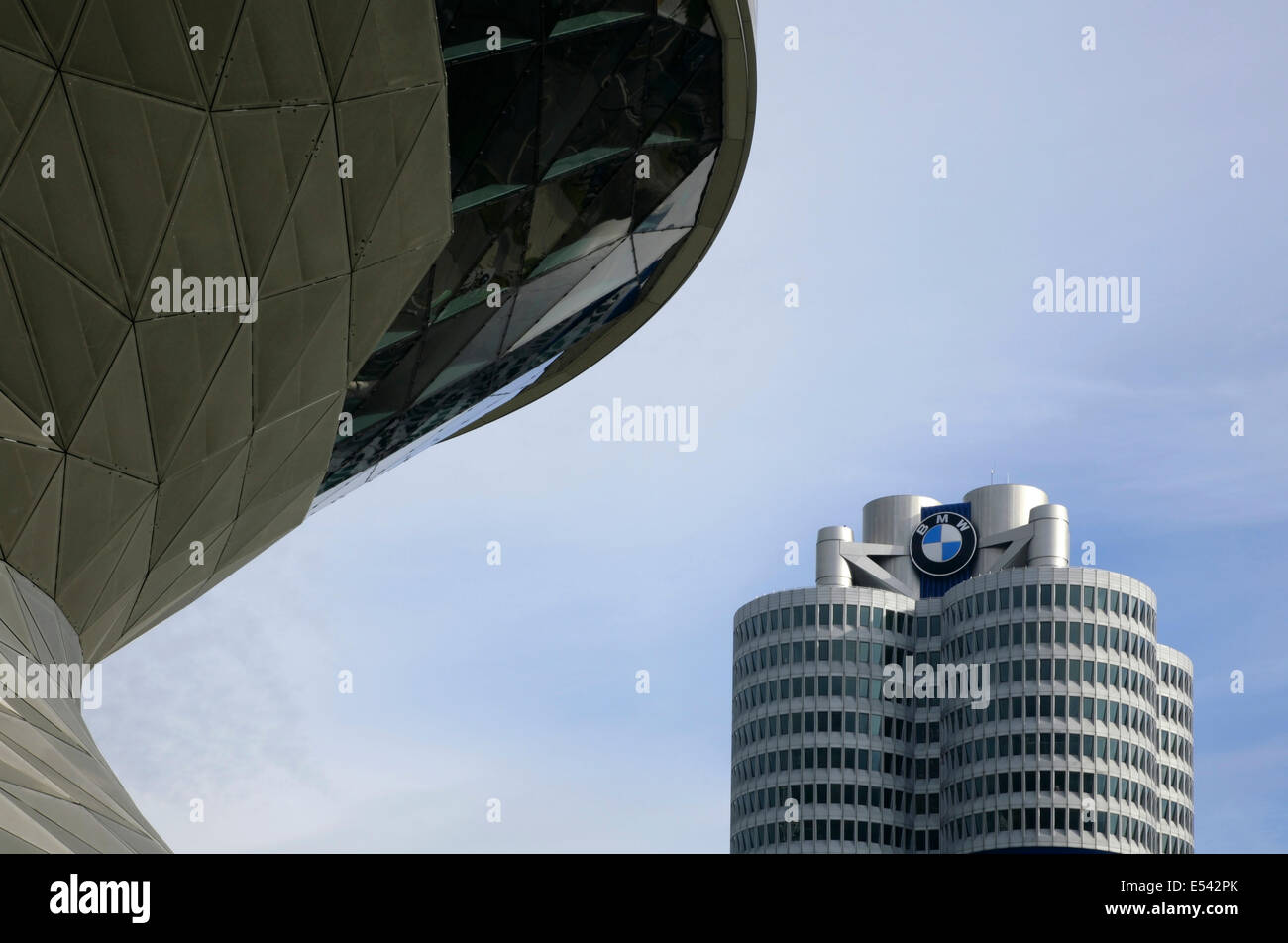 BMW-Welt (BMW World) and the BMW Headquarters, Munich, Germany. Stock Photo