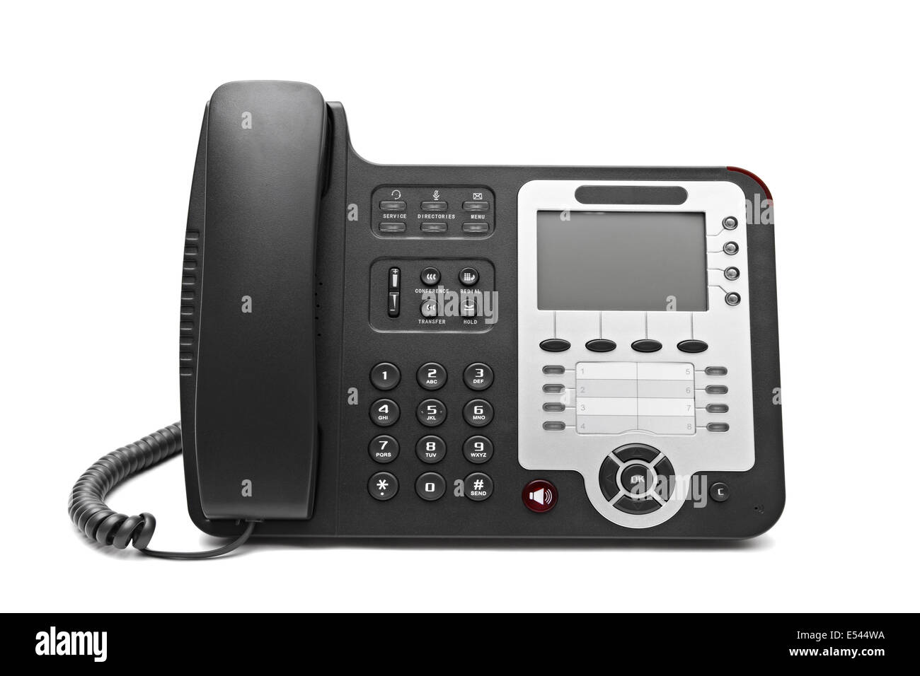 Black IP office phone isolated on white background Stock Photo Alamy