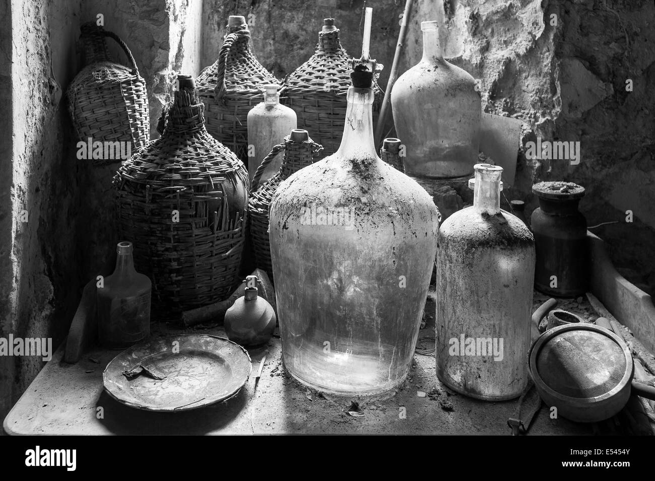 old demijohns Stock Photo