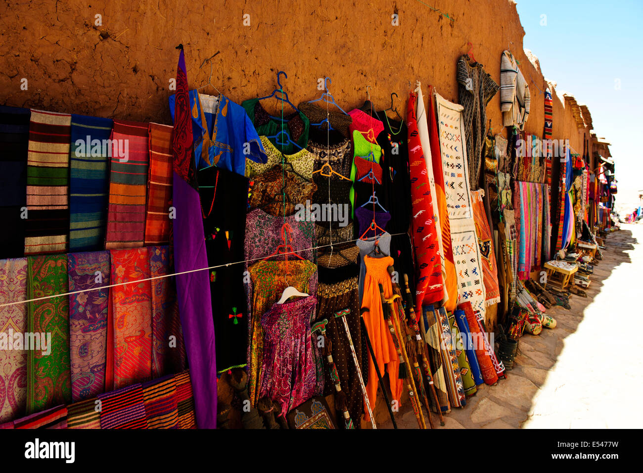 Aït Benhaddou,Ksar,Fortified City,Rurul Views from,Inner Antiques,Shops Bazaar, Tourists,Ounila River,Souss-Massa-Drâa,Morocco Stock Photo