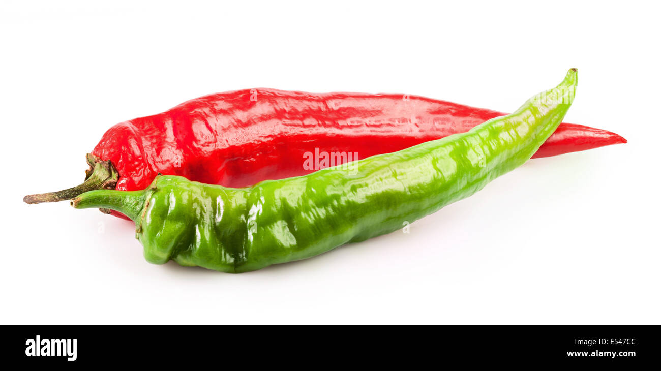 Red and green chili pepper isolated on white background Stock Photo - Alamy