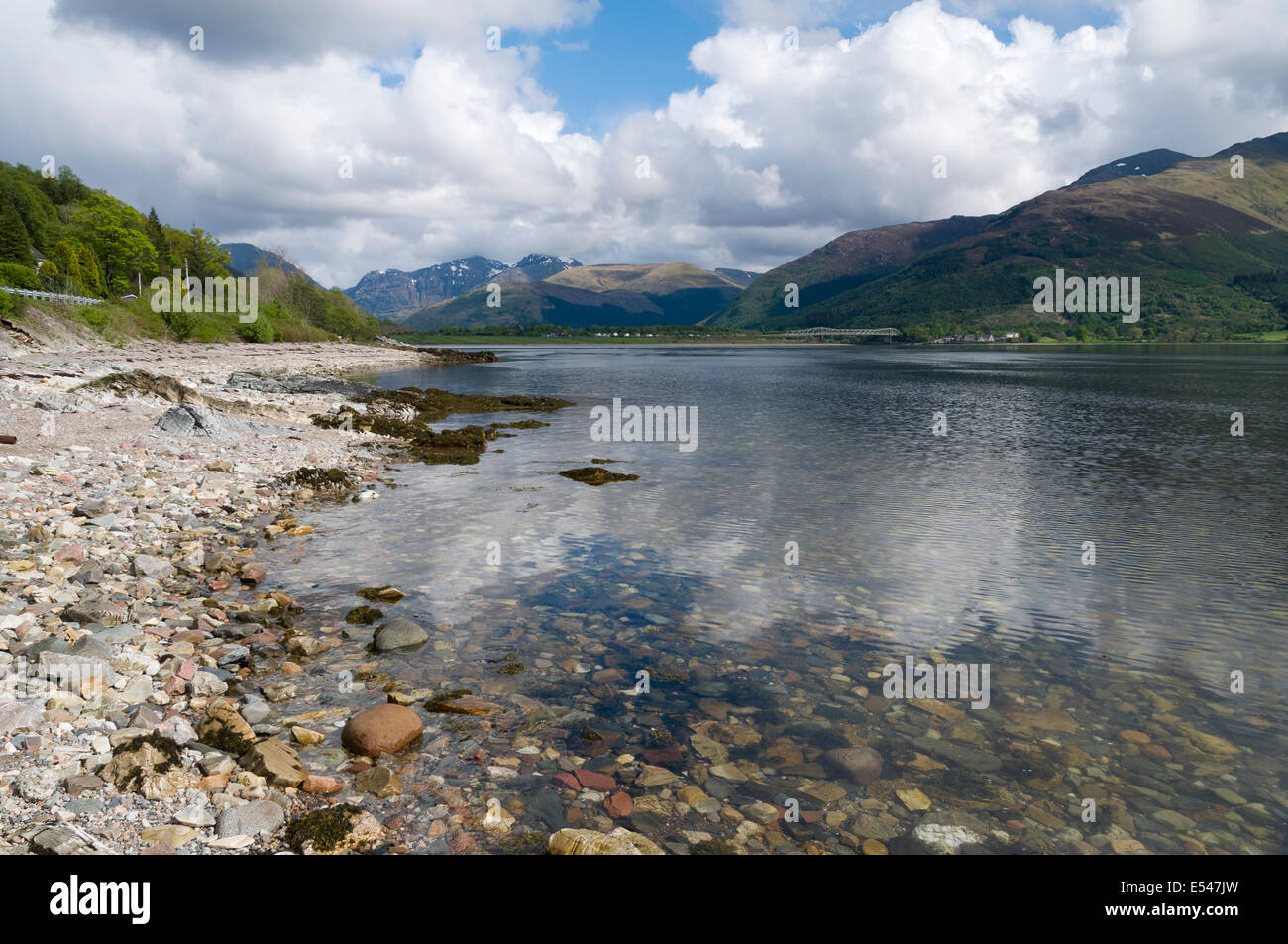 Loch Linnhe near Onich, looking east towards Glencoe.  Lochaber, Highland, Scotland, UK Stock Photo