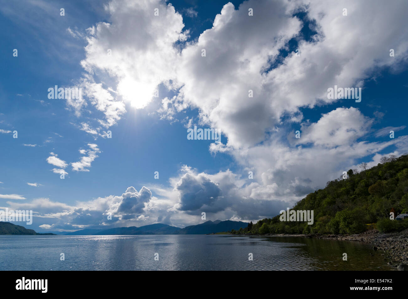 The mountains of Ardgour over Loch Linnhe, from Onich, Lochaber, Highland, Scotland, UK Stock Photo