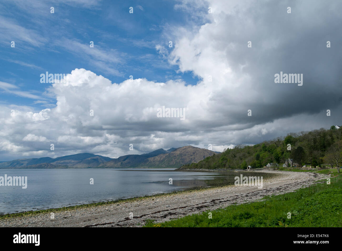 The mountains of Ardgour over Loch Linnhe, from Onich, Lochaber, Highland, Scotland, UK Stock Photo