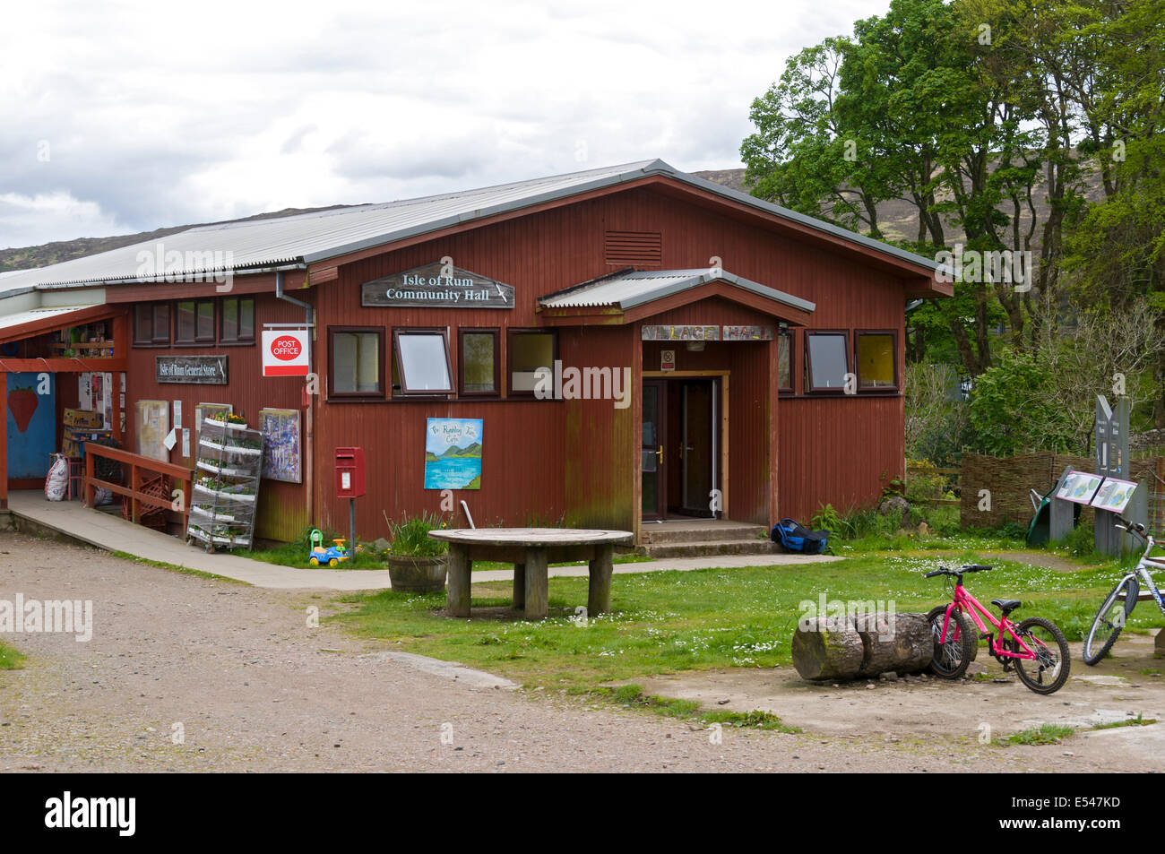 The Community Hall, shop and café at Kinloch, Isle of Rum, Scotland, UK