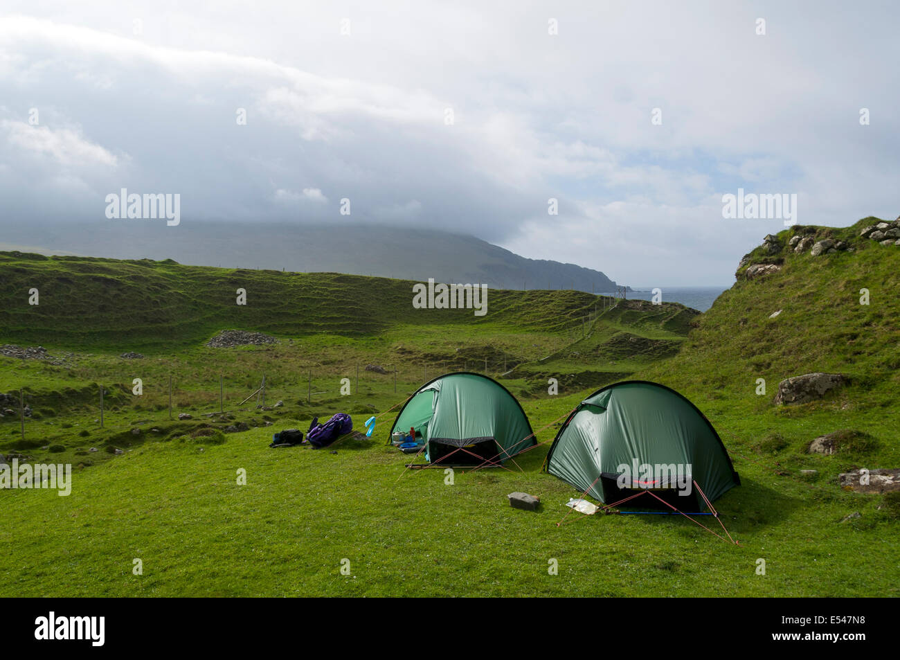 Two Hilleberg Akto solo back-packing tents at Harris Bay, Isle of Rum,  Scotland, UK Stock Photo - Alamy