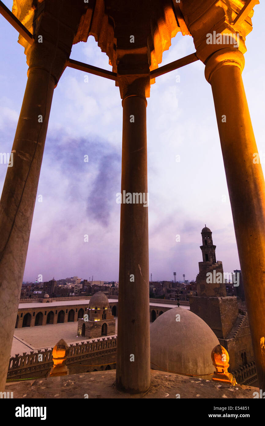 Ibn Tulun mosque and minaret at sunset. Cairo, Egypt Stock Photo