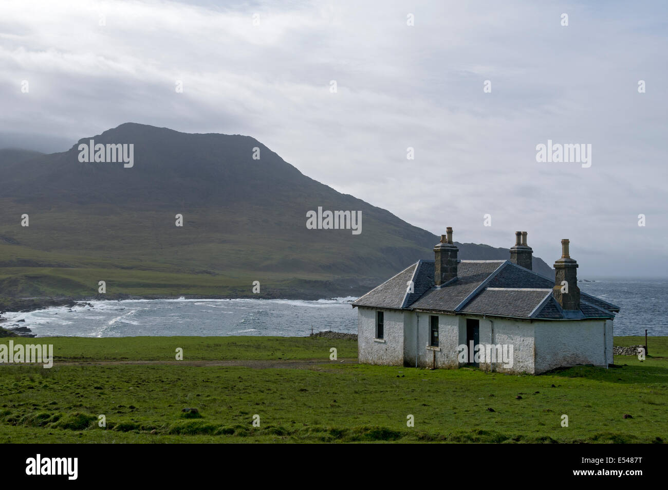 Harris Lodge and the peak of Ruinsival in the Rum Cuillin hills, Harris