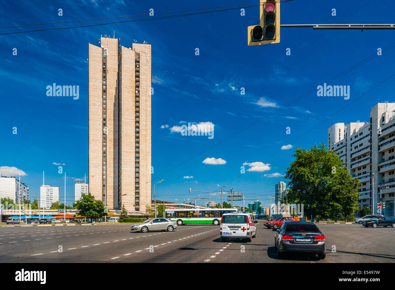 Astrus hotel, former Central Tourist House (left), Moscow, Russia, on ...
