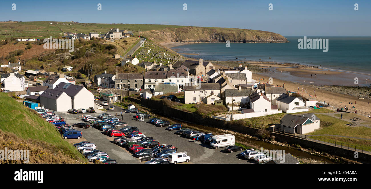 UK, Wales, Gwynedd, Lleyn peninsula, Aberdaron, panoramic view over the bay Stock Photo