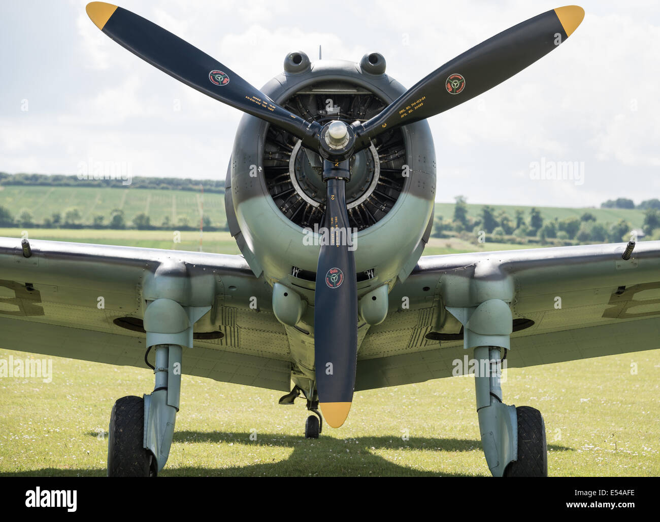 Duxford, UK - 25th May 2014:  WW2 US Curtiss Hawk at Duxford Airshow. Stock Photo