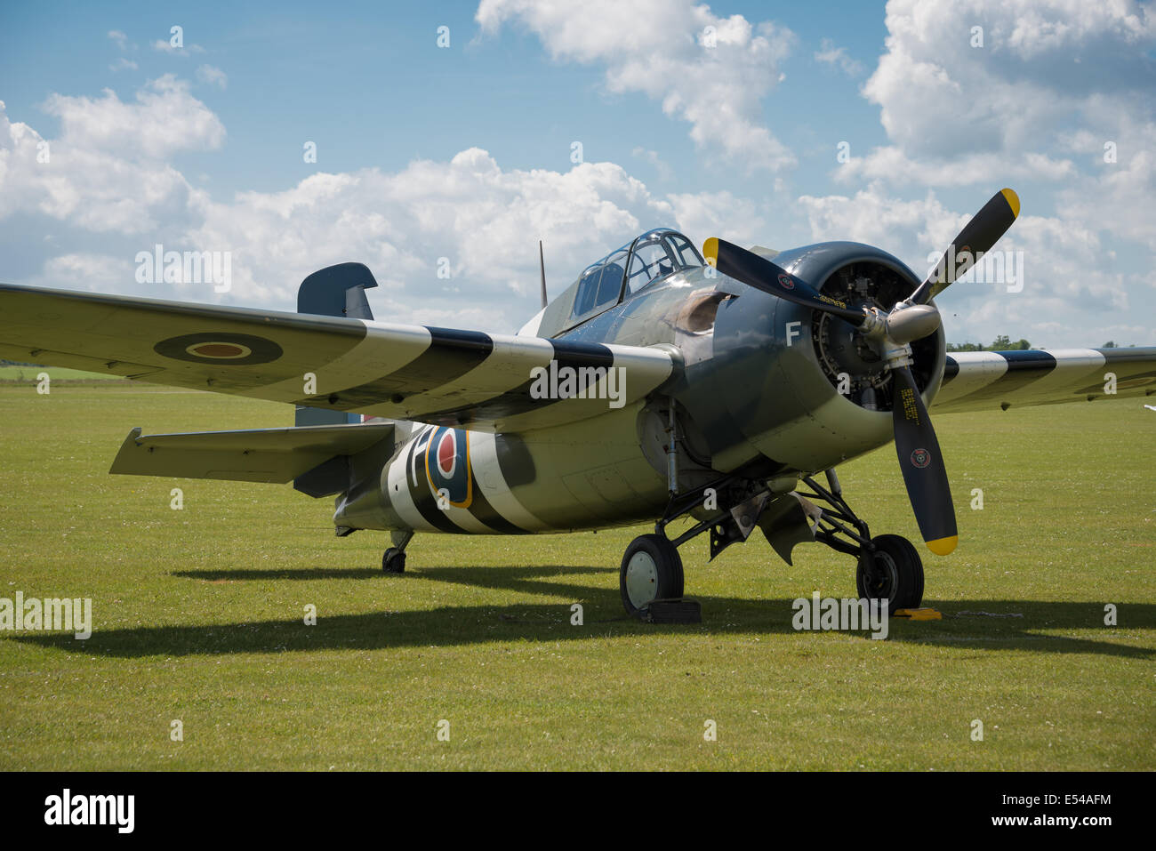 Duxford, UK - 25th May 2014: Vintage  WW2 US Grumman Wildcat (Royal Navy Martlett) at Duxford Airshow. Stock Photo