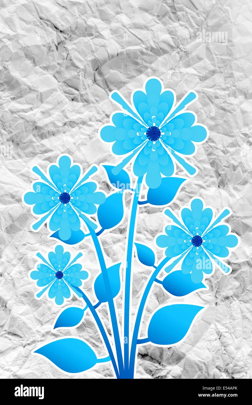 Flowers design on crumpled paper Stock Photo - Alamy