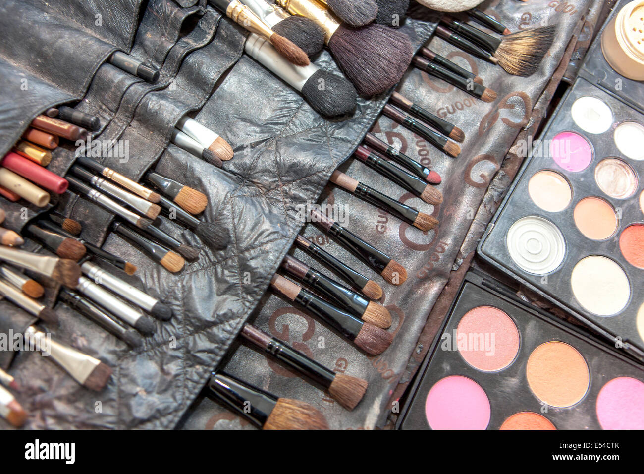 Closeup of an eyeshadow palette powder Stock Photo