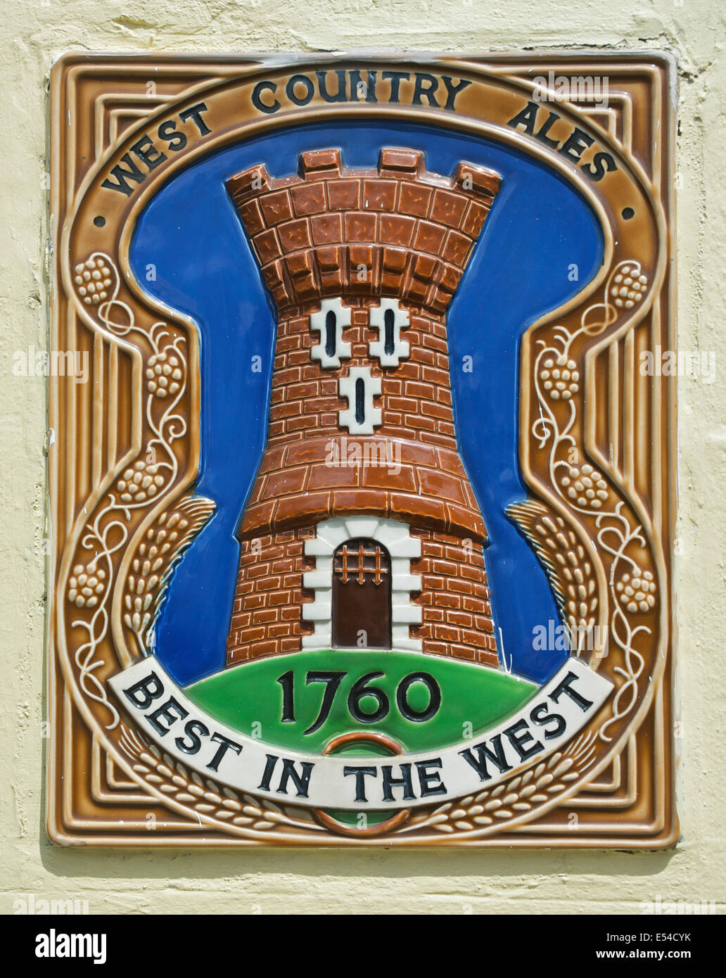 Ceramic tile advertising West Country Ales, the best in the west Stock Photo