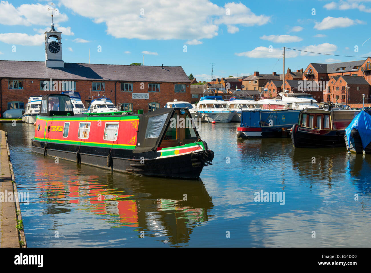 A boat on the Stourport On Severn canal basin, Worcestershire, England, UK. Stock Photo