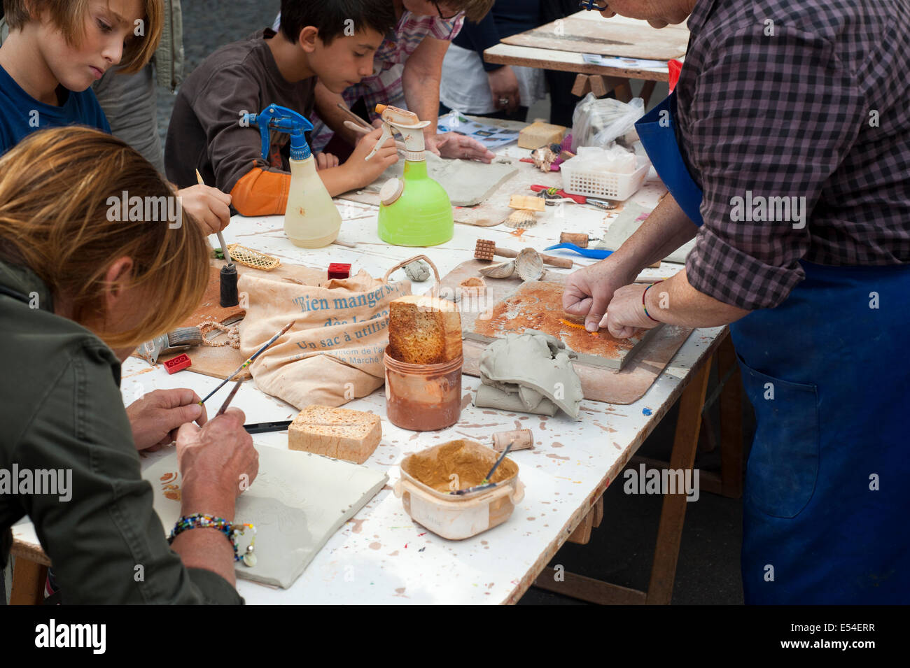 Paris France - Painting handicraft people Stock Photo