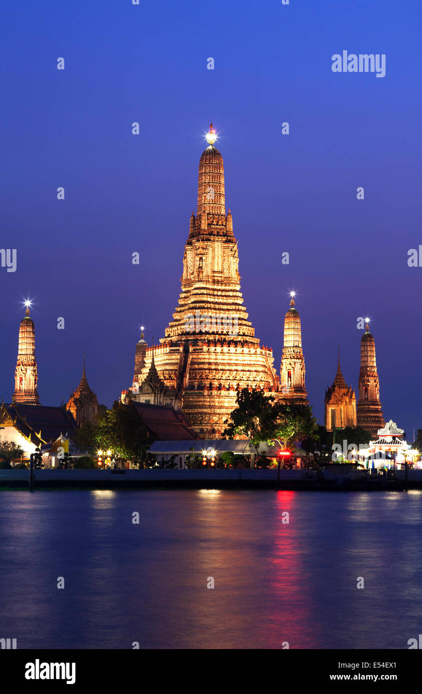 Wat Arun and Chao Phraya River, Bangkok, Thailand Stock Photo