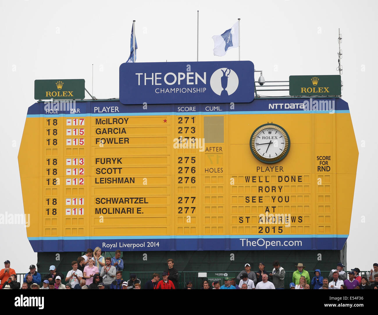 FINAL LEADER BOARD BRITISH OPEN GOLF CHAMPIONSHIP ROYAL LIVERPOOL GOLF CLUB  HOYLAKE ENGLAND 20 July 2014 Stock Photo - Alamy