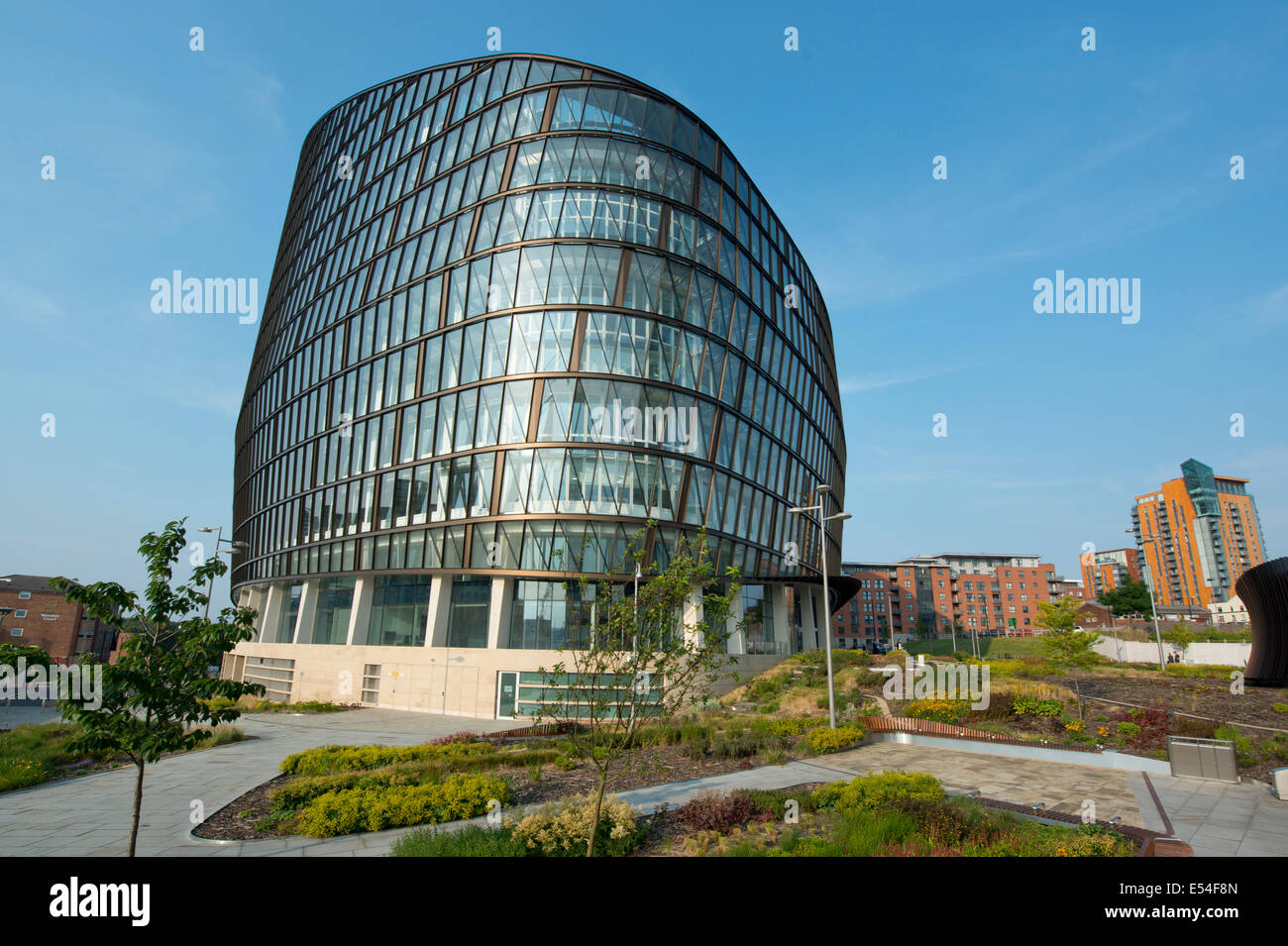 One Angel Square, of the Co-operative Group, is one of the flagship buildings which is part of the NOMA complex in Manchester. Stock Photo