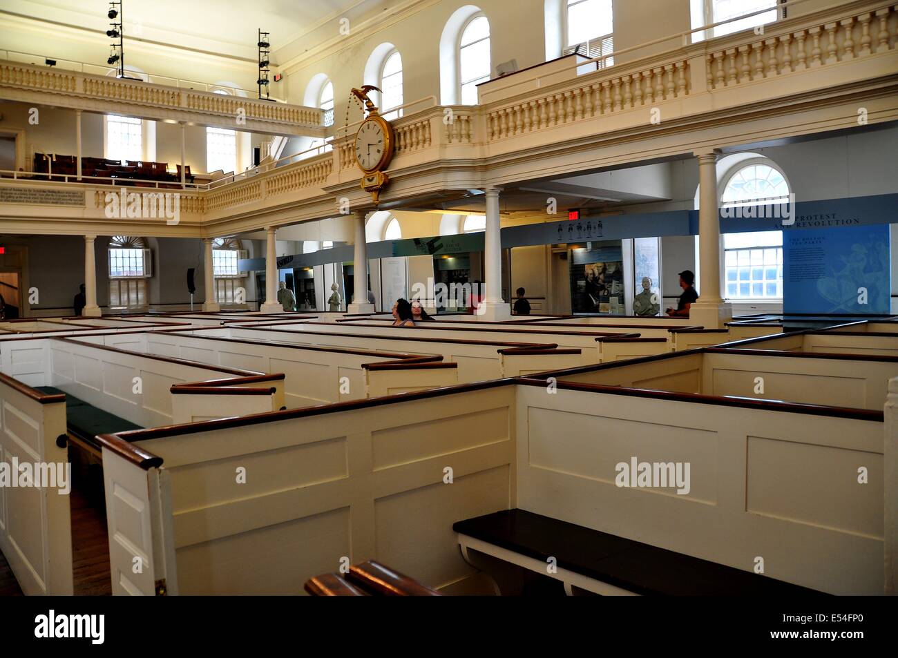 BOSTON, MASSACHUSETTS:  Interior of the historic 1722 Old South Meeting House church Stock Photo
