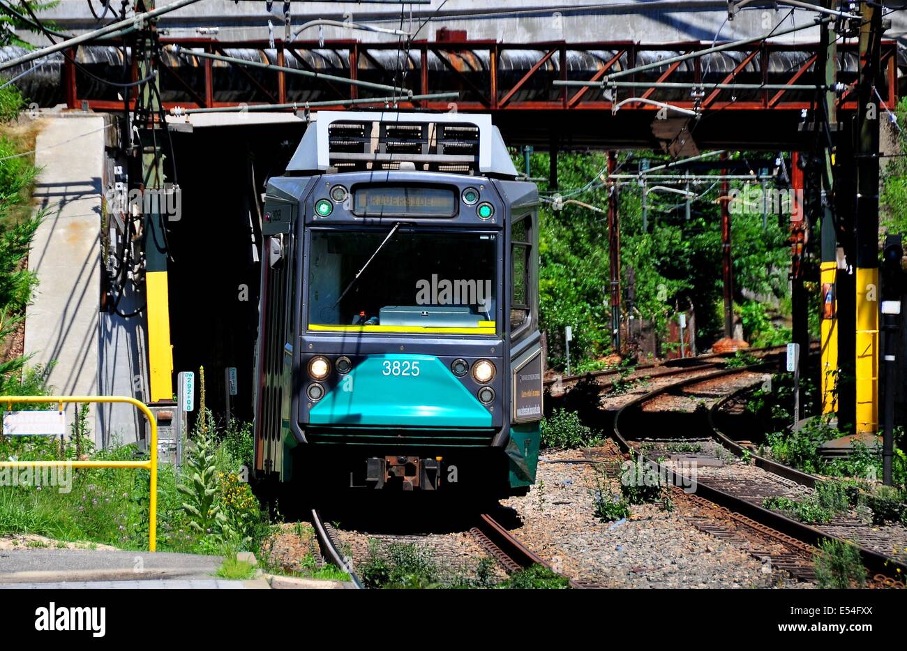 NEWTON CENTRE, MASSACHUSETTS The D Line Riverside subway train of the